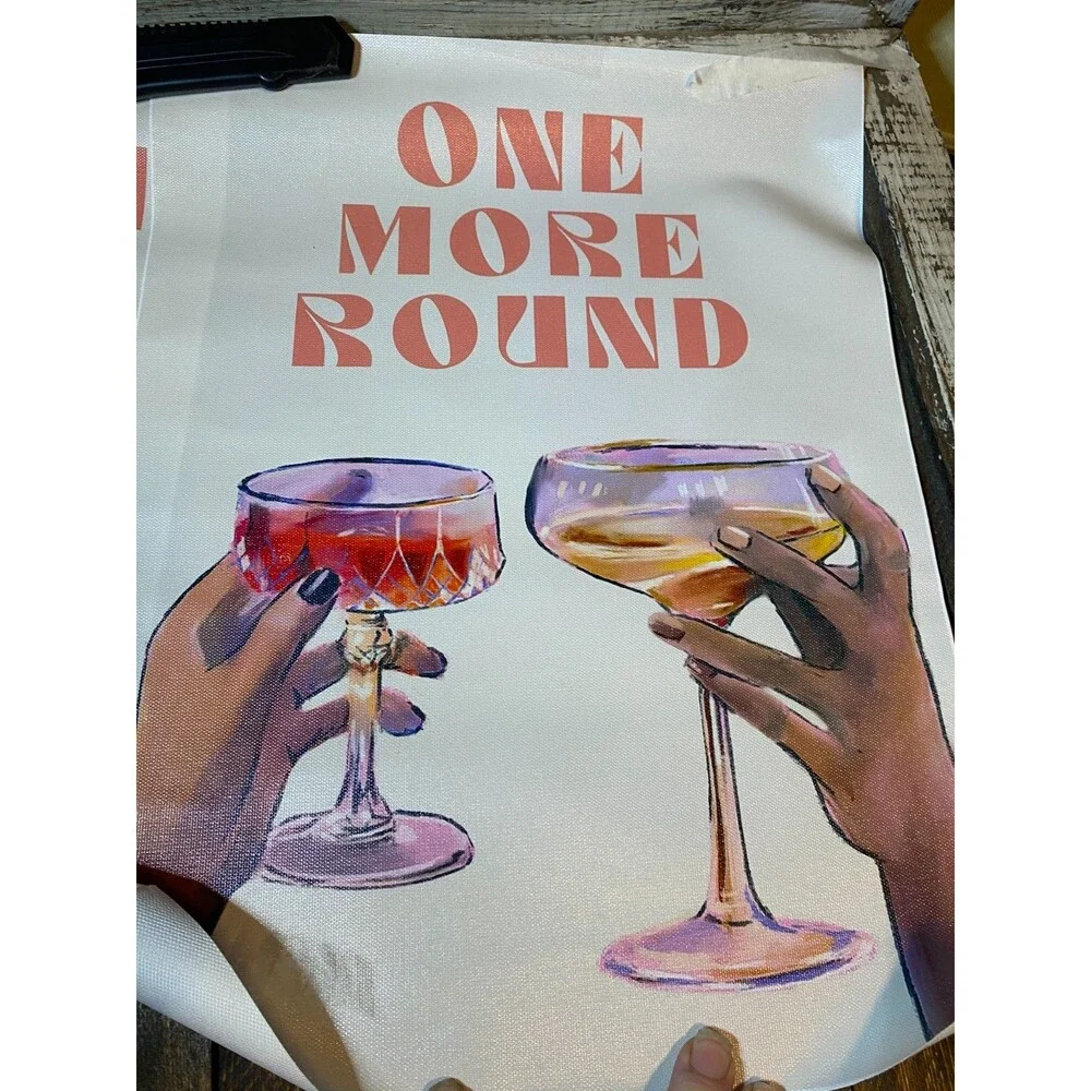 Unxis Funky Bar Canvas Wall Art Print Set Of 2 One More Round 12x16in